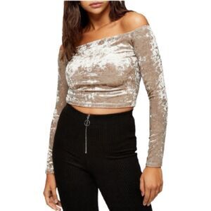 𝅺TOPSHOP Crushed Vellvet Bardot Top
